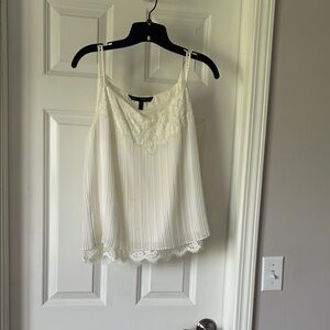 White House Black Market Cream Camisole with Pleated Ruffles